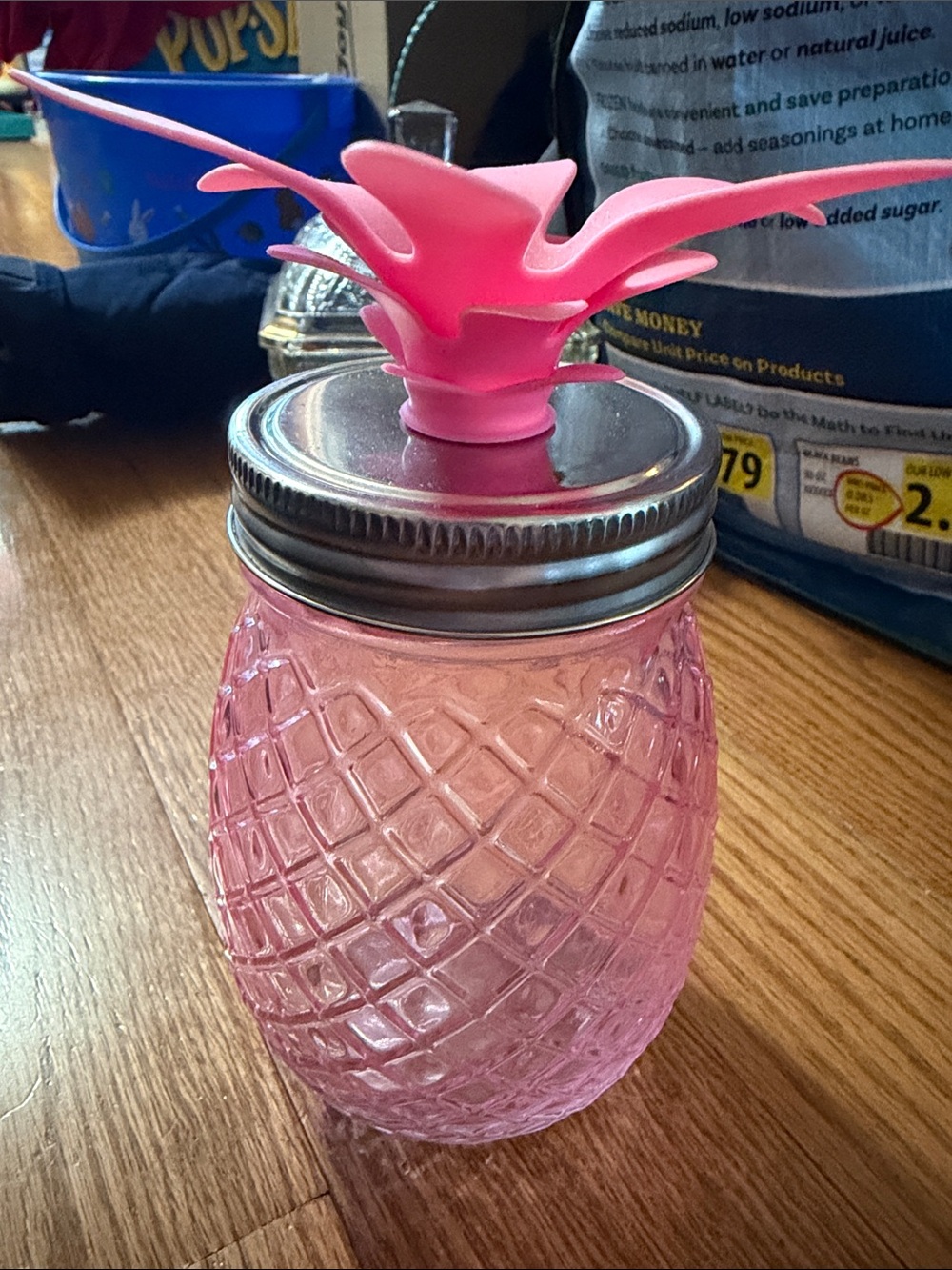 Pink Pineapple Glass Jar with Silicone Top - Picture 4 of 5
